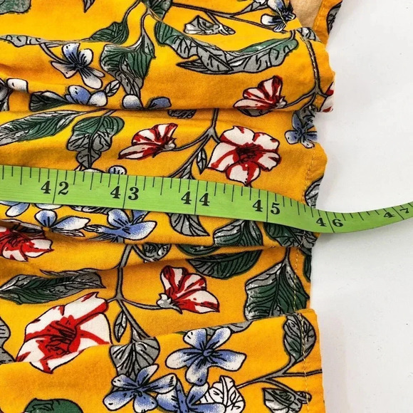 Buenos Ninos Maxi Dress M Yellow Floral Print with Pockets Spaghetti Straps Boho - Picture 7 of 8